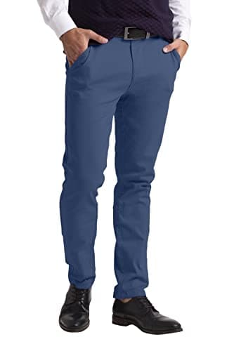 Image of westAce Men's Chino Trousers Slim Fit Stretch Classic Wrinkle-Resistant Flat-Front Lightweight Twill Essential Casual Chino Trouser (Available in Big and Tall) (34W / 32L, Vintage Blue)