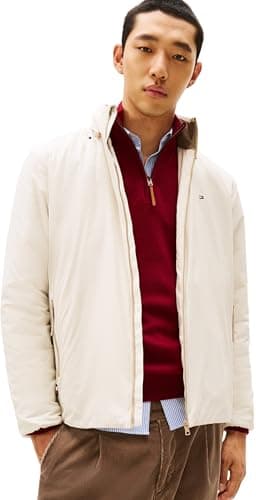Image of Tommy Hilfiger Men's Lightweight Windbreaker with Stand Collar, Off-White (Newsprint), L