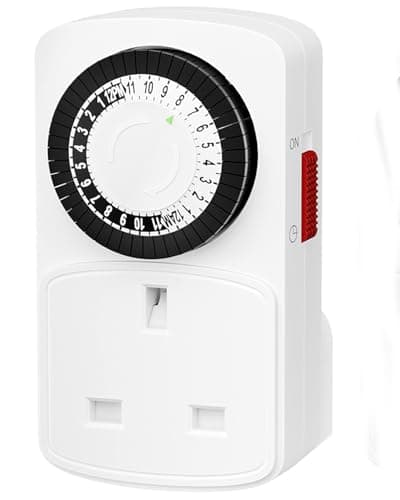 Image of HBN 24 Hour Programmable Plug Timer Socket UK,Plug-in Segment Plugs Timers Switch,Energy Saving Light Switchs for Lamps,Home Security,Indoor Lights and Christmas (30min,1Pack)