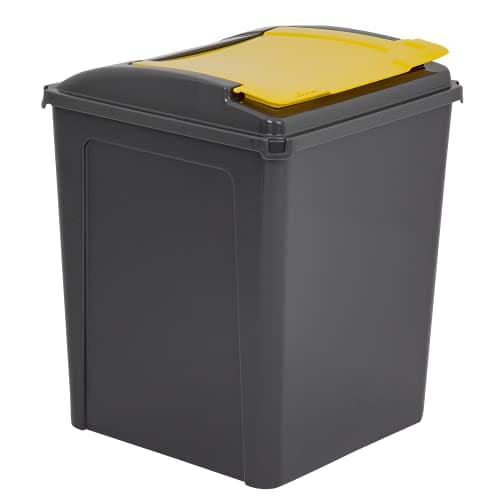 Image of 50L Litre Plastic Indoor Recycle Recycling Waste Bin with Lid for in the Home / Kitchen - Made in the UK - Choice of Colours Yellow by Wham