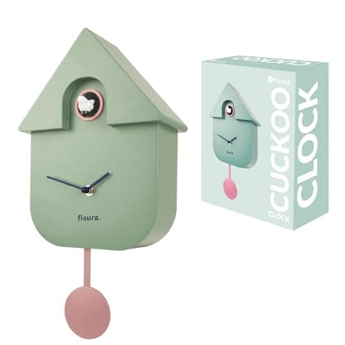 Image of FISURA - Cuckoo Clock Wall Clock Original Gift Wall Clock 3 AA Batteries Not Included Dimensions: 21.5 x 8 x 41.5 cm ABS Plastic (Mint)