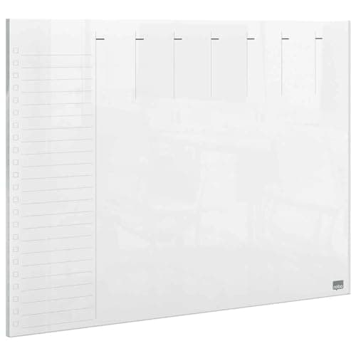 Image of Nobo Transparent Acrylic Mini Whiteboard Weekly Planner, A4, Desktop/Wall Mounted, Dry Erase, Frameless, 210 x 297 mm, Includes Marker Pen And Mounting Pads, Clear, 1915614
