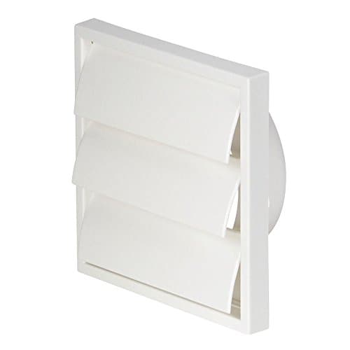 Image of Airflow® Gravity Flap Grille – White Plastic External Wall Vent Cover for 100mm Ducting – Weatherproof Air Outlet – 154mm x 154mm