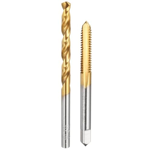 Image of sourcing map Tap and Drill Bit Set, 1pcs M6 x 1.25 Straight Flute Thread Screw Tap & 1pcs 4.7mm Twist Drill Bit, Titanium Coated HSS-6542 Tapping Threading Tool Kit