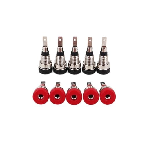Image of 10Pcs Brass 2mm Small Size Banana Female Jack Panel Mount Test Socket Connector(Red and Black)