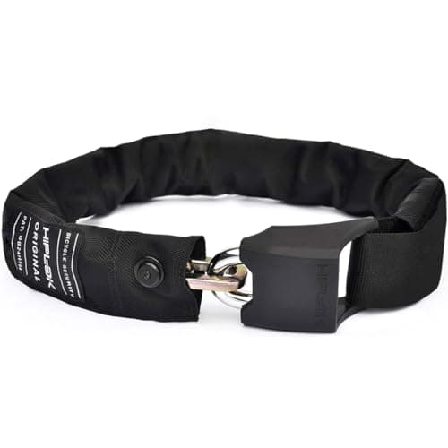 Image of Hiplok Original Bike Chain with Lock - Black. 85cm with Stainless Steel Bicycle Chain Lock. 3 Keys + 10 Year Warranty. Sold Secure Silver Bike Lock