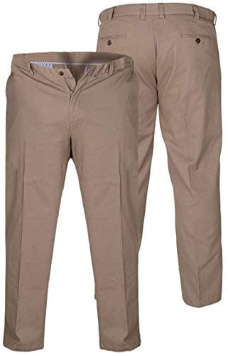 Image of Duke London D555 Mens Big Size Stretch Chino Trousers with Extenda Waist in Stone in 50W x 29L