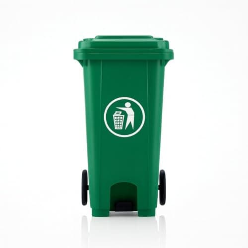 Image of DUAS Outdoor Wheelie Bin Trash Can Large 100L & 120L EN840 Certified Rubbish Waste Dustbin with Lid, Rubber Wheels, and Steel Axle – Durable for Home Workplace and Commercial Use (Pedal Green, 100L)