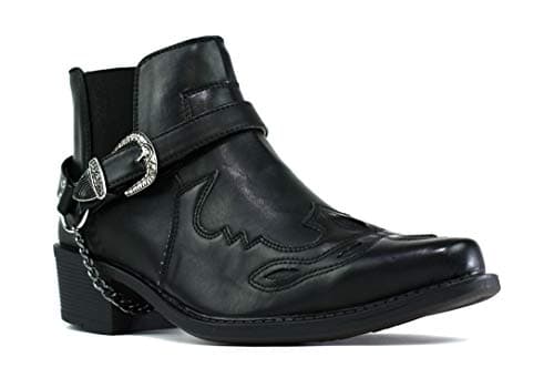 Image of New Men Cuban Heel Chain Buckle Ankle Smart Boot UK Size 6-12 (UK 8, Black)