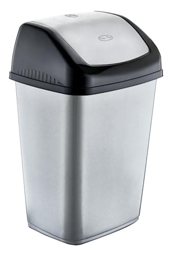 Image of BH | 50L Swing Bin | Gray | Pack of 1 | (H 68cm x W 32cm x L42cm) | For Home, Garden, Kitchen, Office and Bathroom Rubbish Plastic Waste Bin, Trash Can Dustbin with Swing Lids - By BEST HOUSE