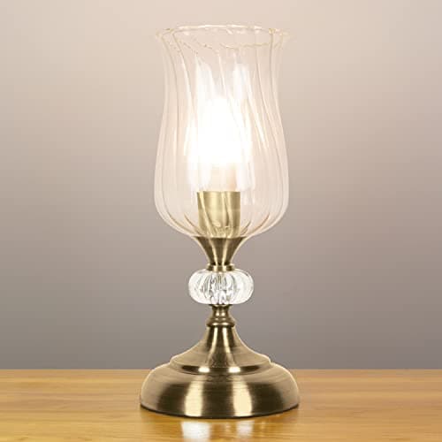 Image of Anika 62480 Hurricane Table Lamp with Touch Activated Base / 3 Brightness Settings/Easy to Install Bulb/Antique Brass Effect Base/Mains Powered / 28 x 12.5cm