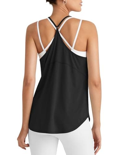 Image of G4Free Workout Tank Tops for Women Lightweight Sleeveless Gym Sport Tops Y-Back Loose Fit Running Athletic Shirts(Black,M)