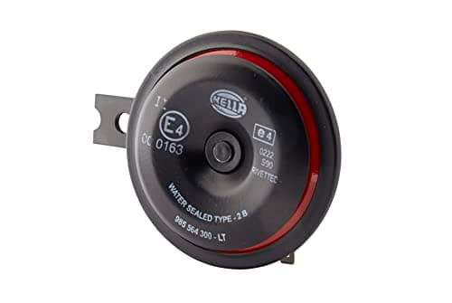 Image of HELLA Signal Horn - STYLE HORN S90 - 12V - 111dB(A) - Frequency Range: 415Hz - High Tone - Electric - Housing Colour: Red/Black - Flat Plug-in Connector - Quantity: 1 - 3AL 922 000-951