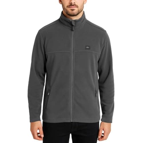 Image of Lee Cooper Men's Full Zip Fleece with Pockets Warm Durable Jumper Heavy-Duty Wind Resistant Anti-Pill Thermal Pullover Sweater for Men Outdoor Work & Winter Wear Everyday Use (Charcoal, L)
