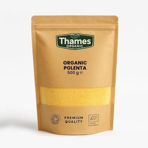 Image of Organic Coarse Cornmeal (Polenta) 500g – Certified Organic, Vegan & Non-GMO – Resealable Bag – No Additives or Preservatives – Stone-Milled for Cornbread & Authentic Cooking | Thames Organic