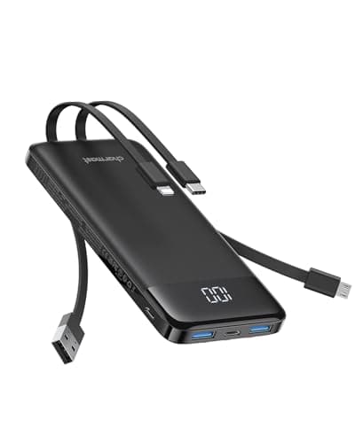 Image of Charmast Portable Charger,10000mAh Power Bank with Built in 4 Cables,6 Outputs 3 Inputs Travel Essential USB C Battery Pack compatible with iPhone iPad Phones