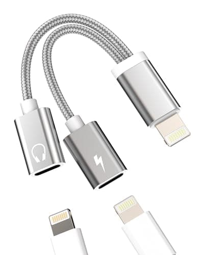 Image of Dual Lightning Jack Audio Charge Splitter for Apple MFI Certified 2in1 AUX Dongle Cable for iPhone Headphone Adapter Music Earphone Charging Converter for Ipad air Mini 14 13 12 11 Pro Max 7 8 plus X