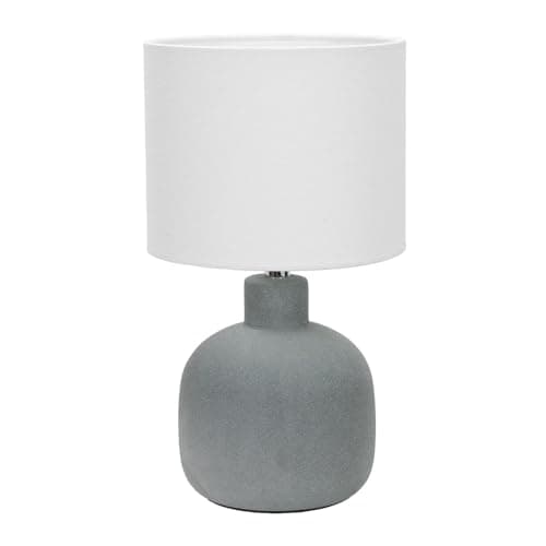 Image of ValueLights | Chelsea Natural Linen Shade Hand Finished Sandblast Grey Ceramic Table Lamp | Table Lamps, Home Décor & Improvement Essential
