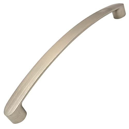 Image of Decoranddecor Merle - Bow Kitchen Cabinet Handles | Cabinet Door Handles - Cupboard Door Pulls - 160mm Hole Centre, Satin Nickel