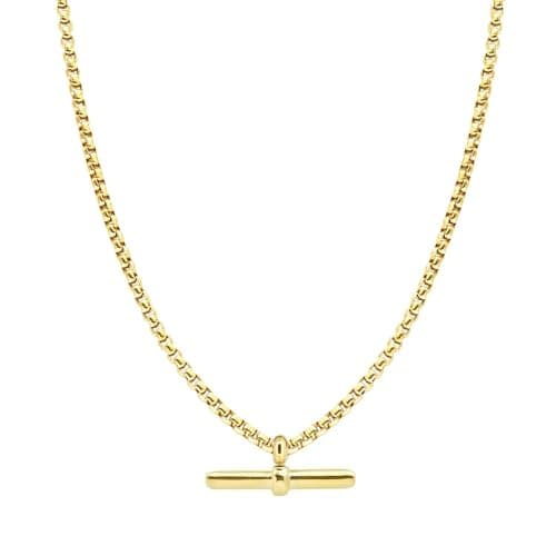 Image of Source 20 inch T-bar Pendant Necklace with 18ct Gold plated Pearl Box Belcher Chain