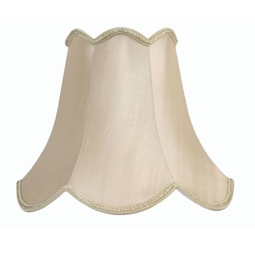 Image of Sand 12" Faux Silk Scalloped Lamp Shade Diameter Base 300mm x Diameter Top 145mm x Height 250mm