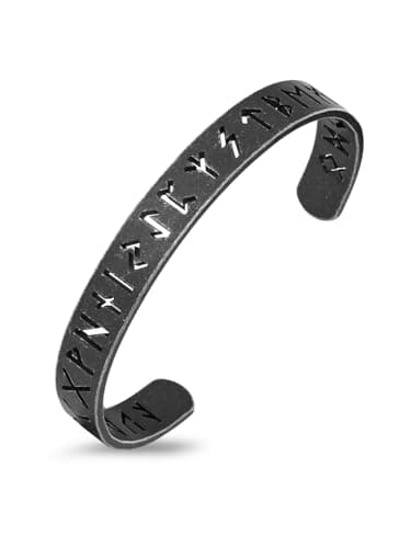 Image of Zysta Men's Rune Cuff Bracelet (Black)