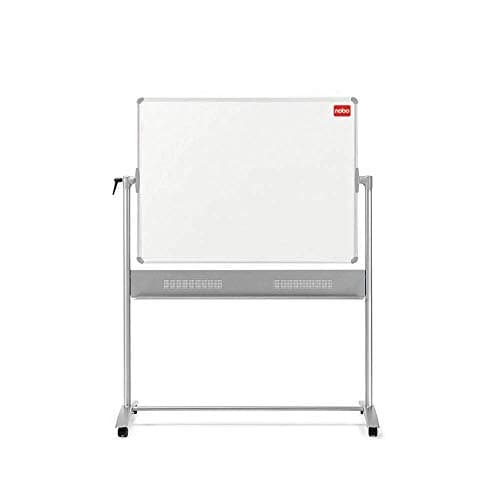 Image of Nobo Basic Melamine Mobile Dry Wipe Whiteboard with Horizontal Pivot (Flips Top to Bottom), 1200 x 900 mm, White, 1905239