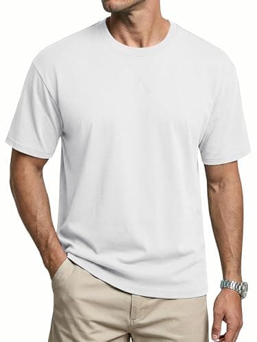 Image of Cavva Mens White T Shirt Plain Relaxed Fit Tee Shirts Comfortable Summer Tops Soft Cotton T-Shirt with Dropped Shoulders XXL