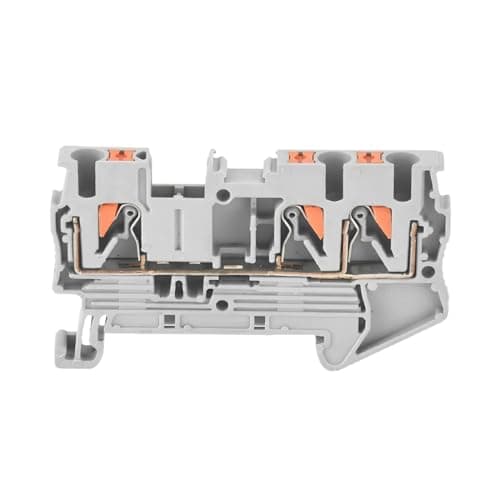 Image of 10Pcs PT 2.5-Twin Din Rail Terminal Block 3 Conductors Push in Spring Screwless Feed Through Wire Conductor Wire Connector(Gray)