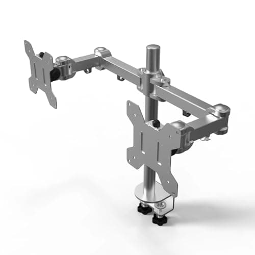 Image of Allcam MDM12A Dual Monitor Arm Stand w/Desk Mount Clamp & Grommet, Heavy-duty for 19"-30" LCD/LED up to 10Kg in Silver