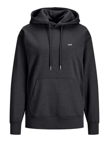 Image of JJXX Women's Jxabbie RLX Ls Every Hood SWT Noos Sweatshirt, Black/Print: White Logo, XS