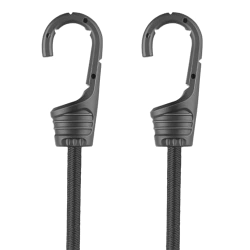 Image of 2 Pcs Black Bungee Cords with Hooks – 45cm Elastic Straps for Car, RV, Truck, Bike, Camping, Outdoor Cargo Tie Down (1.5x Stretch)