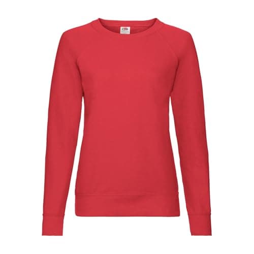 Image of Fruit of the Loom Ladies Fitted Lightweight Raglan Sweatshirt (240 GSM) (XL) (Red)