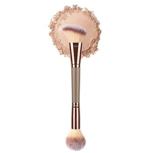 Image of Double-Ended Foundation Makeup Brush, Blusher Brushes, Bronzer-Brush, Perfect for Blending Liquid, Powder, Concealer, Cream & Blush, Versatile, Foundation Brushes for Flawless Cosmetics Application