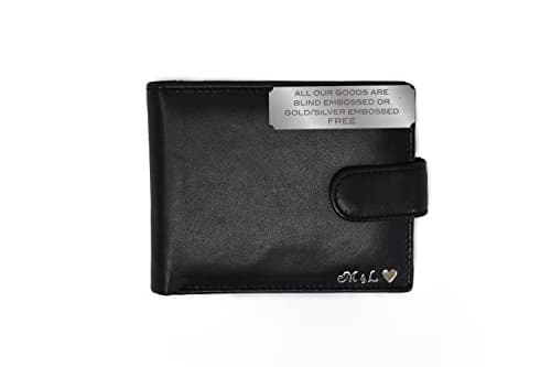 Image of Personalised Black Engraved Genuine Real Soft Leather Wallet with Coin Pocket/Pouch