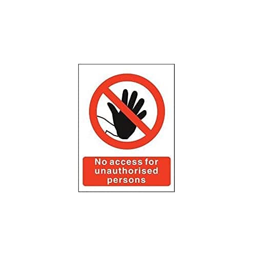 Image of Seco No Access for Unauthorised Persons Sign, 150mm x 200mm - 1mm Semi Rigid Plastic, Red/White