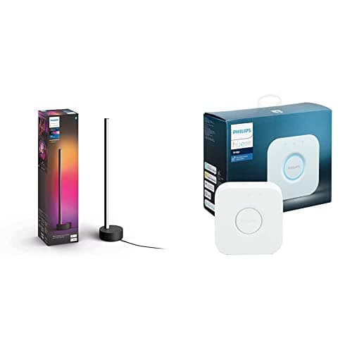 Image of Philips Hue Signe White and Colour Ambiance Gradient Table Lamp [Black] Smart Lighting with Bluetooth. Works with Alexa, Google Assistant and Apple Homekit. & Bridge. Smart Home Automation Works