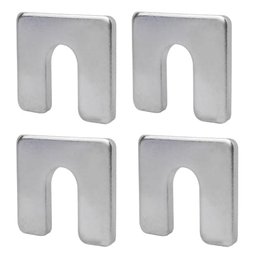 Image of TERF® 50mm X 50mm X 1mm with 14mm Slots Galvanised Steel Packers Horseshoe U Shims Metal Spacers Fender Alignment U Shim Flat Plate Square Washer 1mm Thickness - Pack of 4