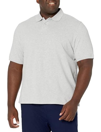 Image of Amazon Essentials Men's Cotton Pique Polo Shirt Shirt, Grey (light heather), Small