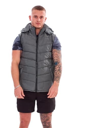 Image of Malay Men Bodywarmer Padded Lined Quilted Sleeveless Hooded Gilet Vest Jacket S to XXL Olive Green