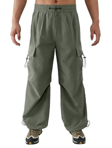 Image of APTRO Mens Cargo Trousers Baggy Joggers Water Resistance Outdoor Hiking Cuffed Casual Pants with 5 Pockets Green M
