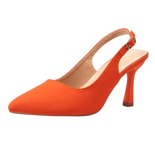 Image of Womens Court Shoes Heels Closed Pointed Toe Summer Elegant Party Wedding Angela Ladies High Heels UK Light Office Shoes Orange
