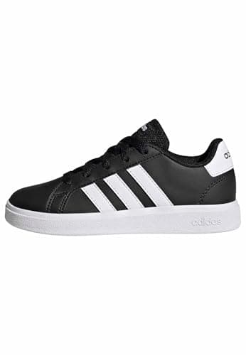 Image of adidas Unisex Kids Grand Court Lifestyle Tennis Lace-Up Shoes, Core Black/Cloud White/Core Black, 5.5 UK