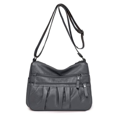 Image of LassZone Soft Vegan Leather Handbag for Women Multi Pockets Crossbody Bag Waterproof Hobo Shoulder Bag Travel Satchel Purse for Daily Use