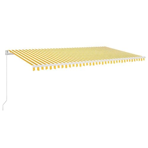 Image of vidaXL Manual Retractable Awning 600x350 cm - Rust-Resistant Aluminium Frame, UV-Resistant Polyester, Adjustable Patio Canopy in Yellow and White