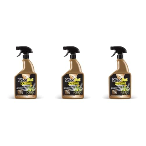Image of Doff WeedOut Xtra Tough Weedkiller, Systemic Formula, Ready to Use Trigger Spray, 1L, Pack of 3