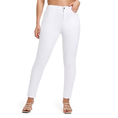 Image of MIRLCIMR Womens High Waist Stretch Pants Push Up Butt Lifting Skinny Colombian Jeans,White,12