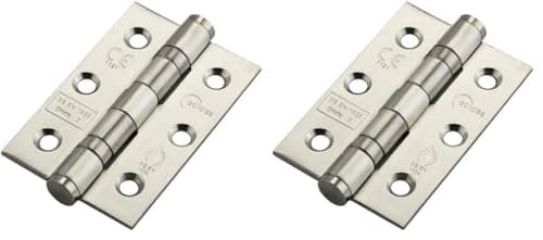Image of Eclipse 14852 Stainless Stell Grade 7 Satin Stainless Steel Ball Bearing Hinge Pair Radiused Ends (Pack of 2)
