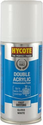 Image of Hycote Double Acrylic Aerosol Car Spray Paint, Gloss White, 150 ml