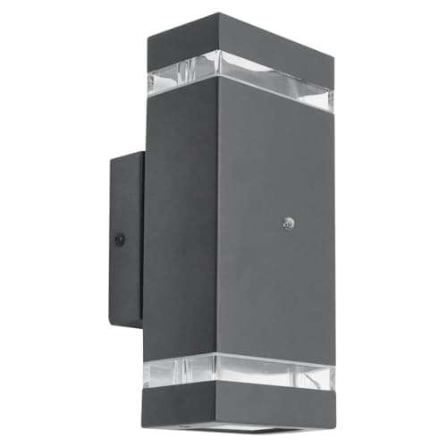 Image of Long Life Lamp Company Outdoor Dusk Till Dawn Wall Light Up Down IP44 Anthracite Black Automatic Sensor ZLC374DTD